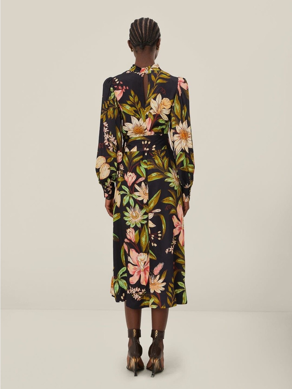 Black Surreal Flowers High Neck
Midi Dress by Farm Rio - Picture 4 of 10